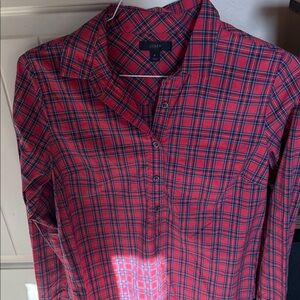 J. Crew Red and Navy Plaid Button-Down Shirt